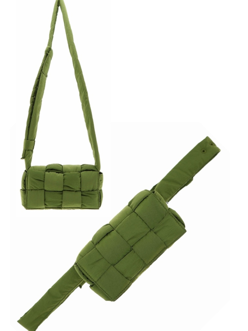 Bottega Veneta Small Casette Convertible Crossbody Belt Bag Green Nylon New